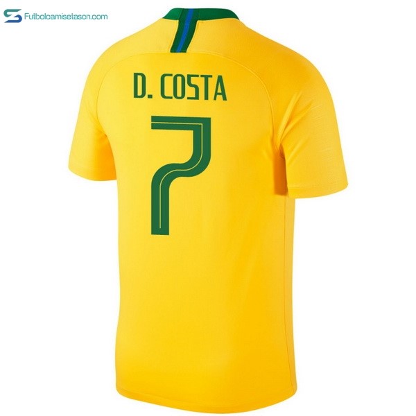 Camiseta Brasil 1ª D.Costa 2018 Amarillo